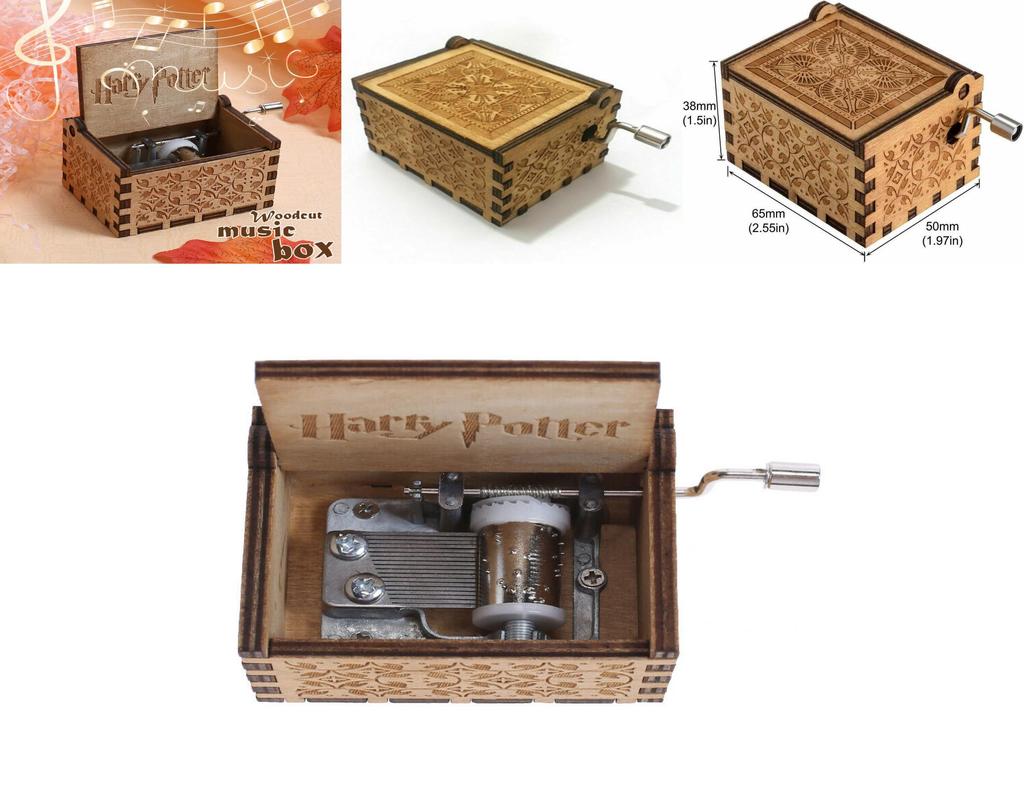 Harry Potter Engraved Wooden Music Box Vintage Storage Box Design