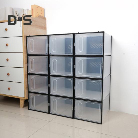 Velký organizér na boty Úložný box Stohovatelný design Prachotěsný Snadno se čistí Úsporný box na boty Průhledná vitrína s víkem