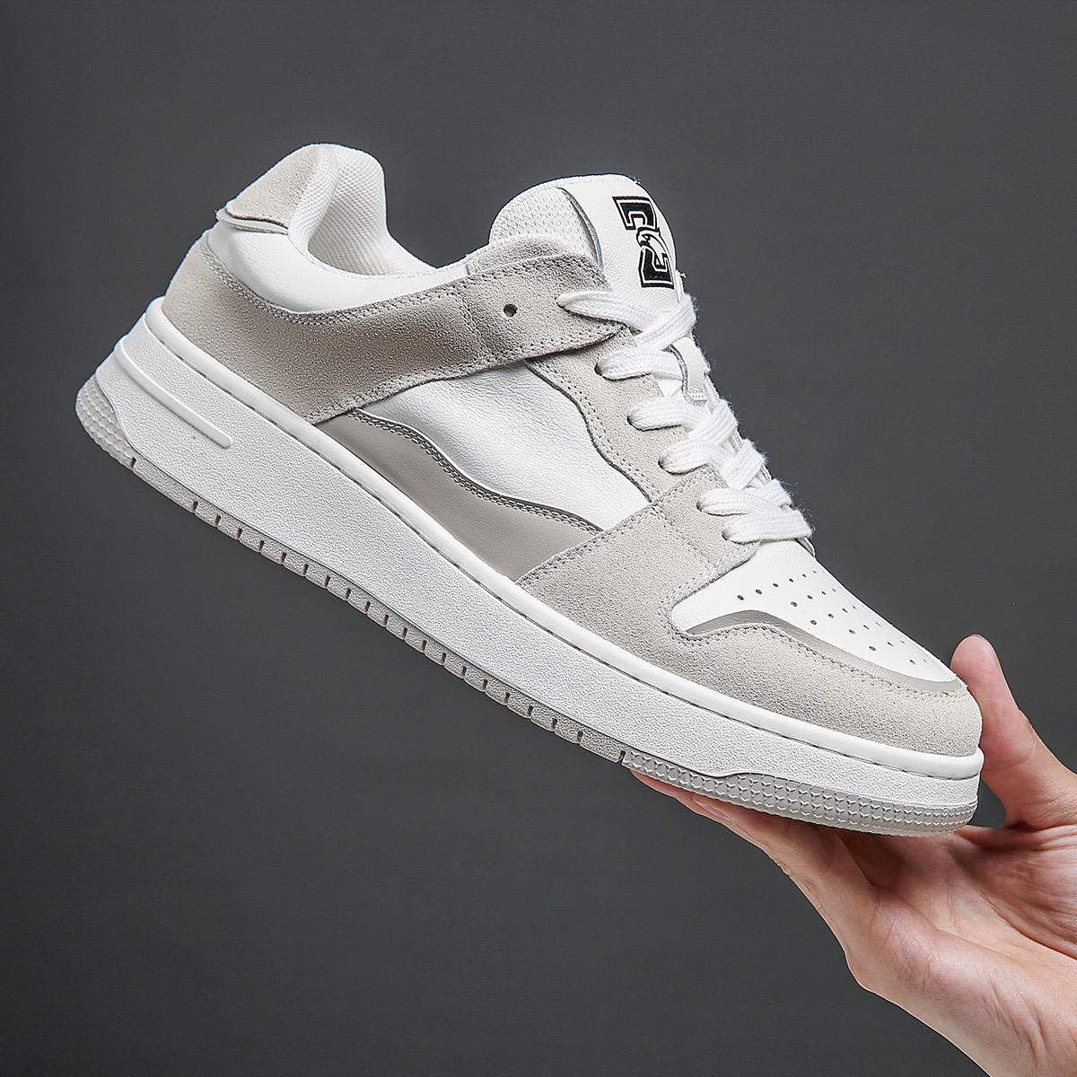 

Трендовая обувь мужская низкая обувь первый слой коровьей кожи кеды мужская универсальная кожаная спортивная и повседневная белая обувь модная обувь для мальчиков 43