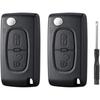Betterher 2 Pieces Key Compatible 2 Buttons Ce0523 Folding Flip Key for Peugeot 207 307 307s 308 407 408 3008 5008 Citroen C2