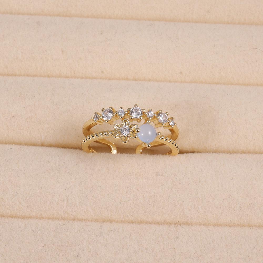 Lightweight Luxury Cat's Eye Rhinestone Golden Ring - Niche Fairy-like Design