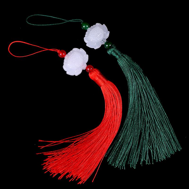 Chinese Retro White Jade Lotus Tassel Fringe Diy Alloy Craft Tassel Accessories