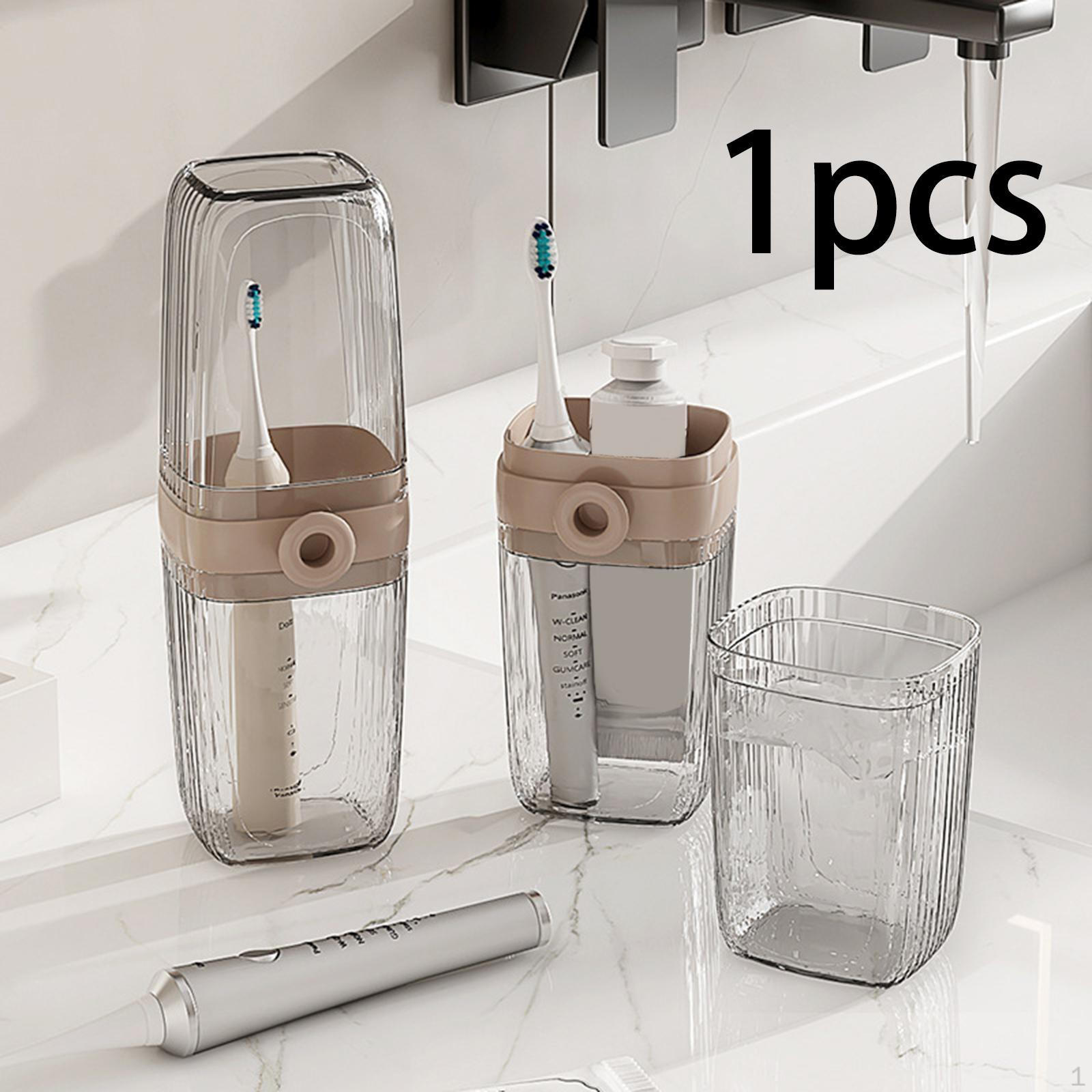 

Mouthwash Cup Toothbrush Holder Gargle Portable Reusable Trendy Case Travel Light Coffee