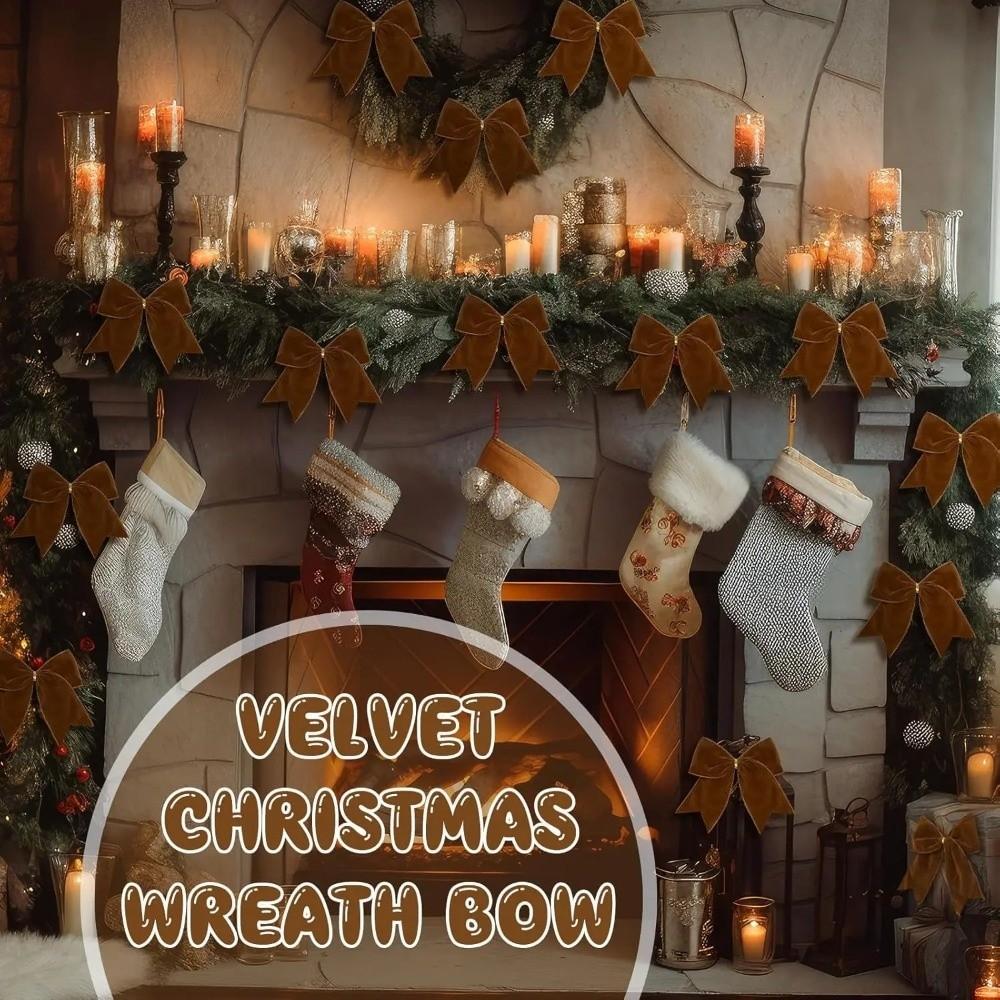 4pcs Kawaii Bowknot Xmas Tree Ribbon Creative DIY Hanging Velvet Christmas Tree Bow Merry Christmas