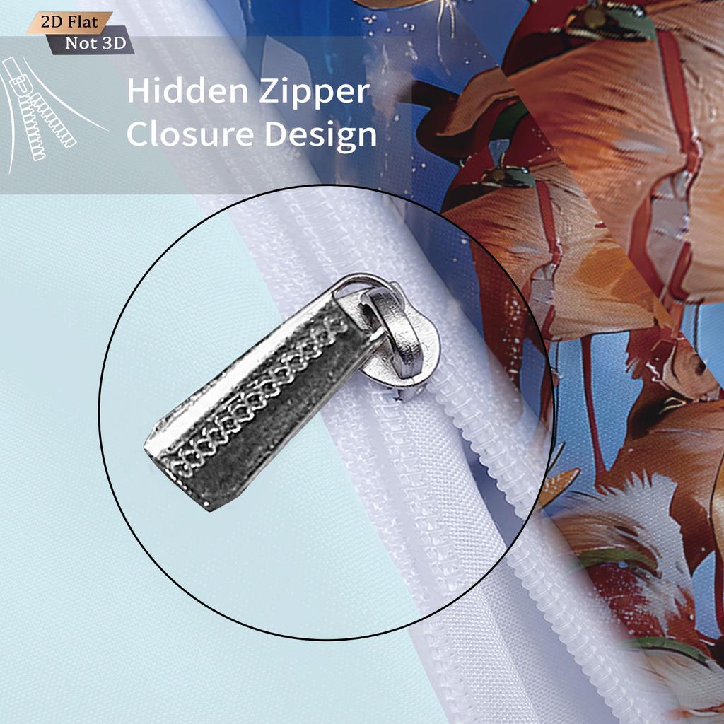 3pcs Christmas Reindeer Print Coreless Duvet Cover Set Multiple Size Soft Dormitory Bedding Holiday Decoration Machine Washable