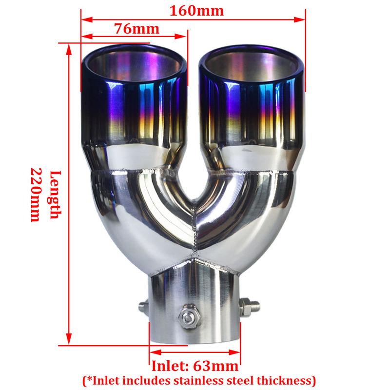 Creadgey 1PCS Car Bending Exhaust Tip Stainless Steel Universal Dual Muffler Rear Tail Pipe Nozzle Car Styling Accessories