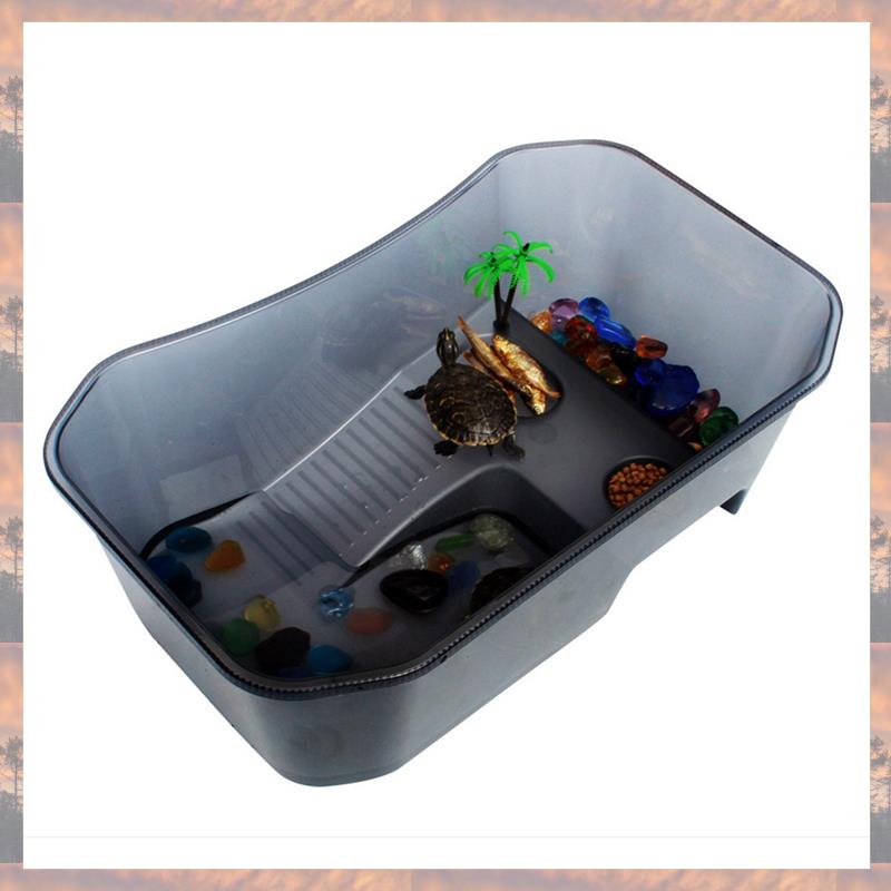 

2025 Trend 2X Open Turtle Tank With Terrace Water Turtle Box Brazilian Tortoise Tortoise Basin чёрный