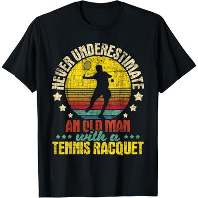 Never Underestimate An Old Man - Tennis Racket Sports Lover T-Shirt(1)