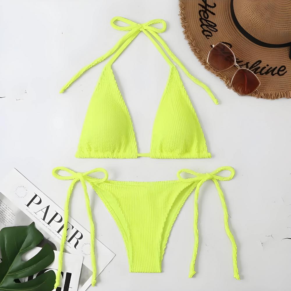 Two-piece Swimsuit, Neon Bikini, Tied, Sexy, M Two-piece Swimsuit, Neon Bikini, Plus Size, Top and Bottom Set, XL