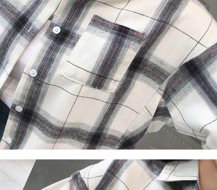 Women's Korean Style Plaid Long Sleeve Shirt, 2023 Chic Loose Fit, Versatile Student Fashion, Hong Kong Spring/Autumn Top.
