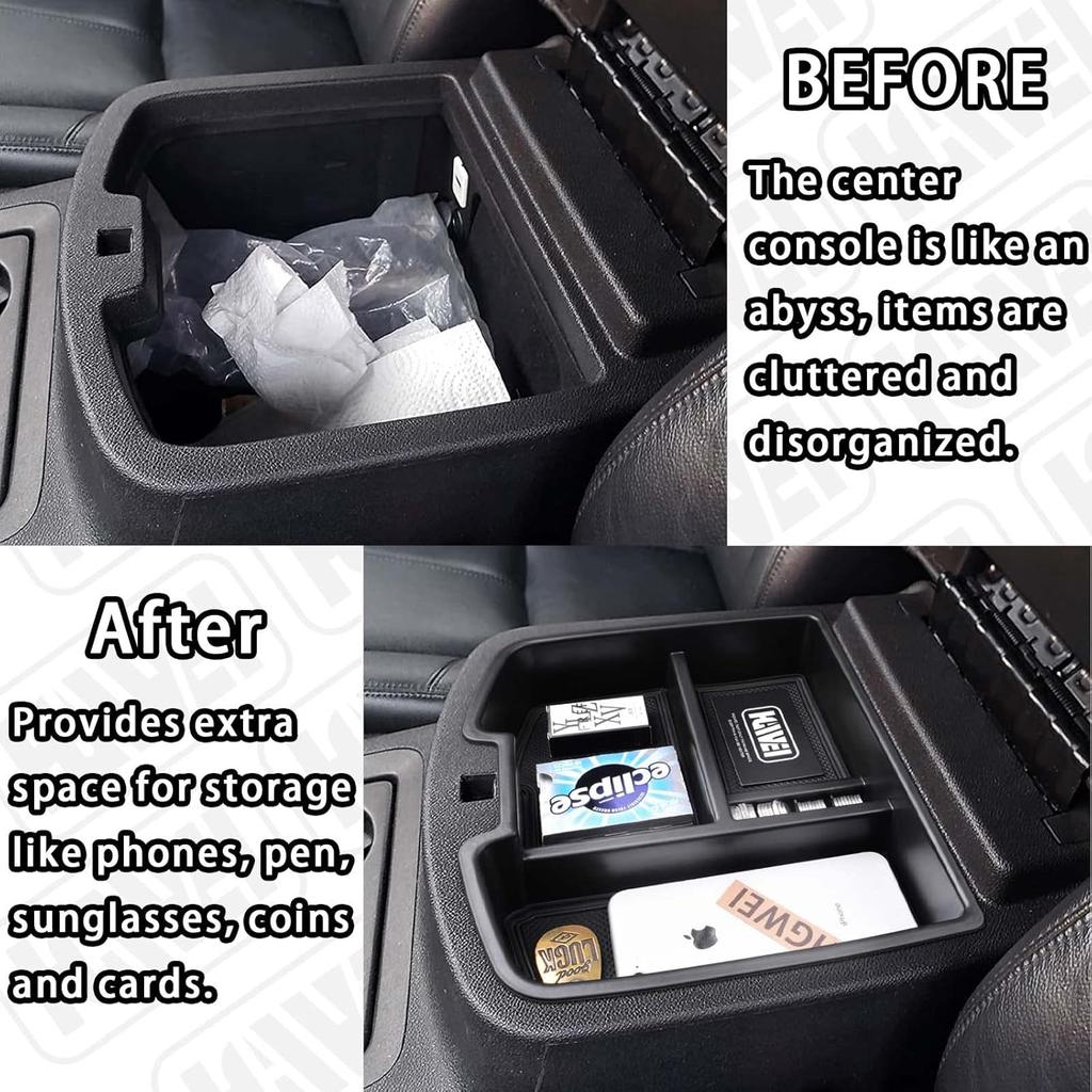 Center Console Organizer Compatible With 2007-2014 Chevy Silverado GMC Sierra Avalanche Tahoe Suburban Yukon Yukon XL Accessories, Floor Mounted