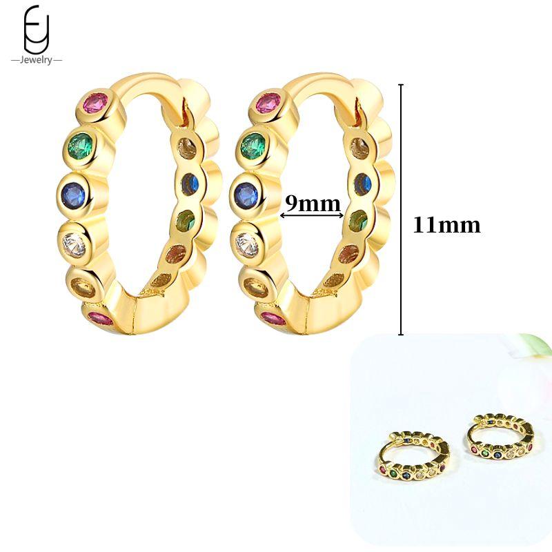 925 Silver Ear Buckles Fashion Hoop Earrings Colorful Crystal Pendants Gold Earring Premium Luxury Women's Jewelry Gift