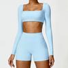 Winter Long Sleeve Yoga Suit for Outdoor Running - Brushed Fitness T-shirt