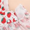 Lovely Strawberry Print Pet Dress Harnesses Holiday Washable Pet Costume with Bowknot and Matching Leashes