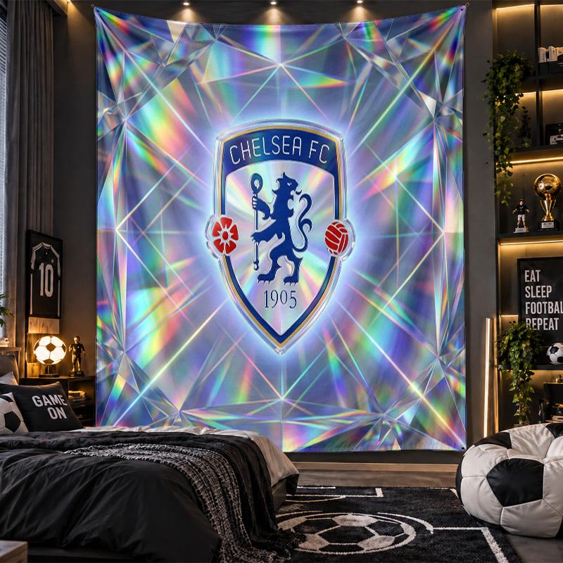 Tapeçaria de Parede Tecido com Estampa do Chelsea FC para Sala de Estar Quarto Decoração de Casa
