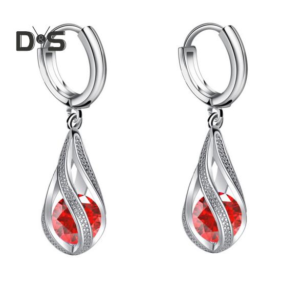 

1 пара висячих сережек для женщин, элегантные вращающиеся серьги-кольца со стразами, блестящие вечерние нарядные серьги, свадебные украшения, подарок красный