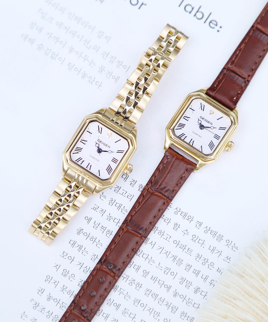 Gaigeo Ge1260Gd Women'S Octagon Diamond Metal Watch