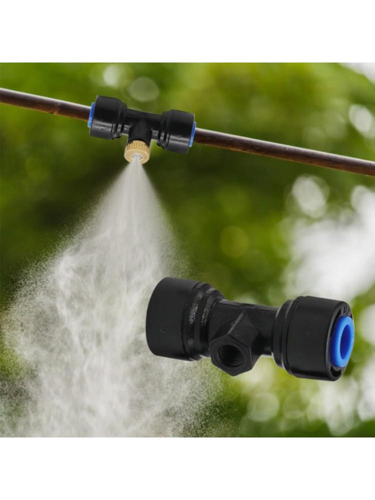 Misting Nozzles Tees for 0.65cm 1/4 Inch Slip Lock Mister Nozzles Thread Misting Nozzle Tees for Outdoor Cooling System