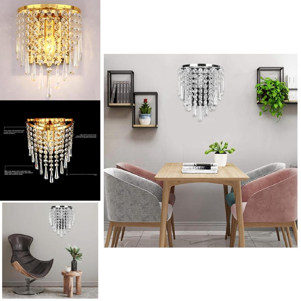 Modern Crystal Wall Light With Led Bulb For Bedroom Decor And Background Wall
