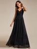 Ever-Pretty Women's Double V-Neck Sleeveless Floor Length Evening Dresses With Subtle Glitter