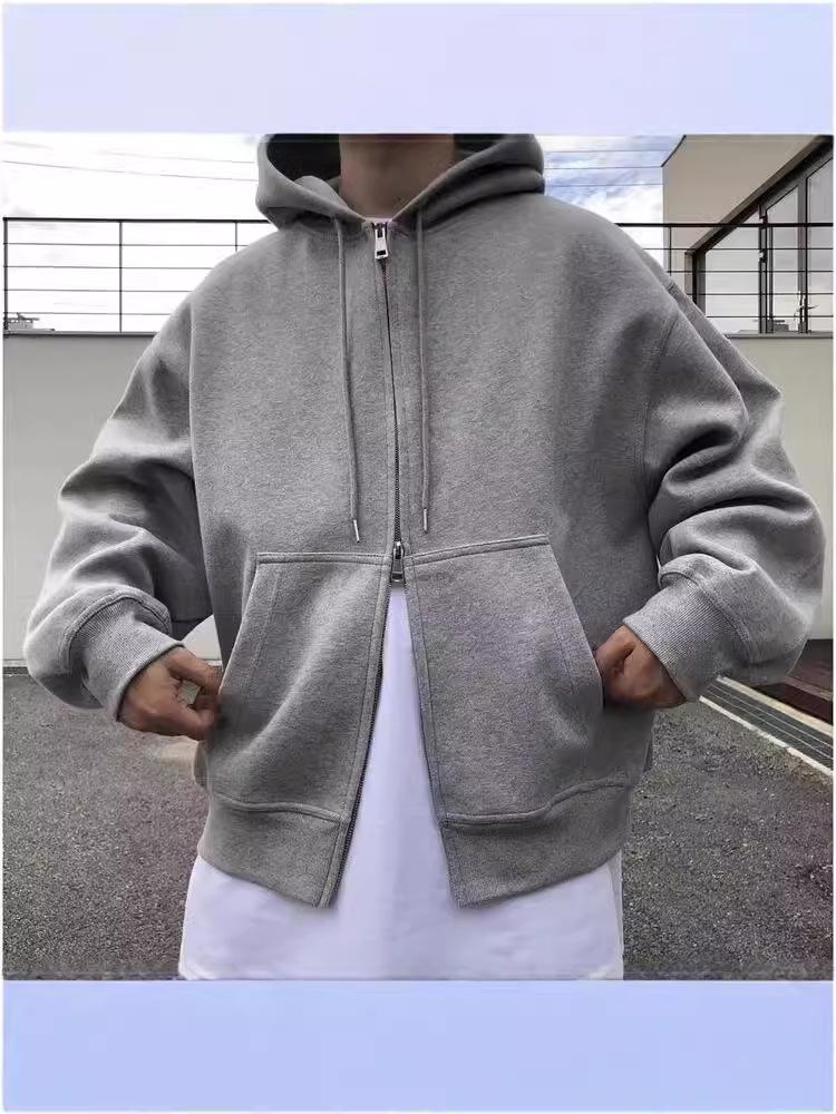 Design Sense Double Zipper Hooded Short Cardigan – High Street Men's Spring/Autumn Jacket