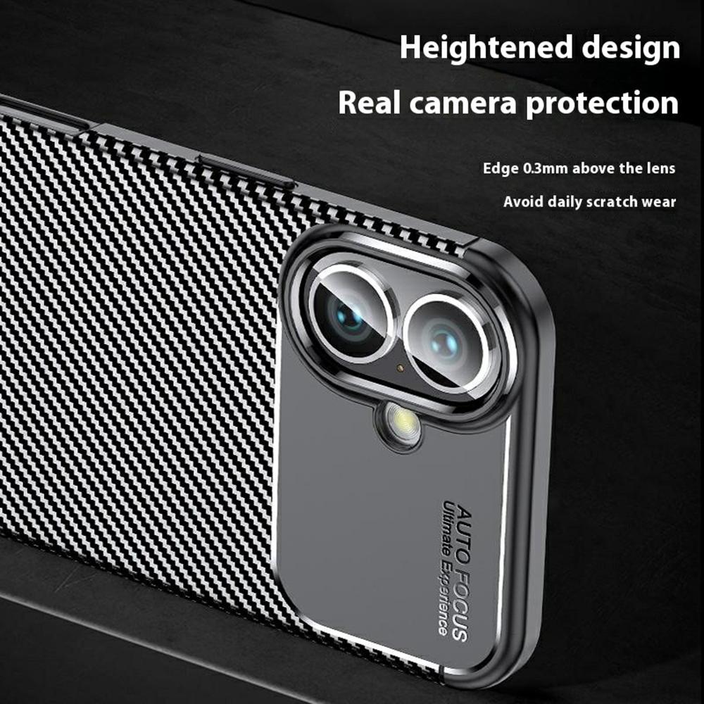 For iPhone 16 Case Carbon Fiber Texture TPU Phone Cover Heat Dissipation