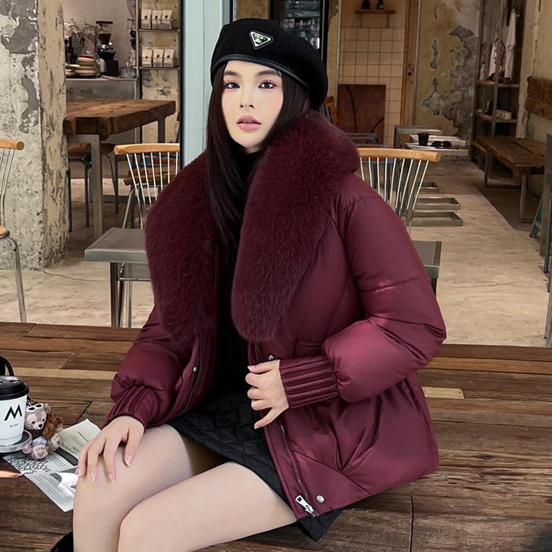 Hair Collar Plus Size Women's Thickened Warm Anti Cold Winter Coat - Lightweight and Comfortable Long-sleeved Cotton Coat Jacket