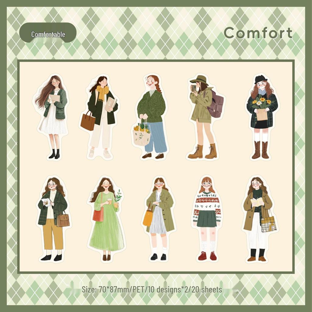 RetroStory Leisure Stickers: Scenery, Character & Creative Cartoon Journal Pack