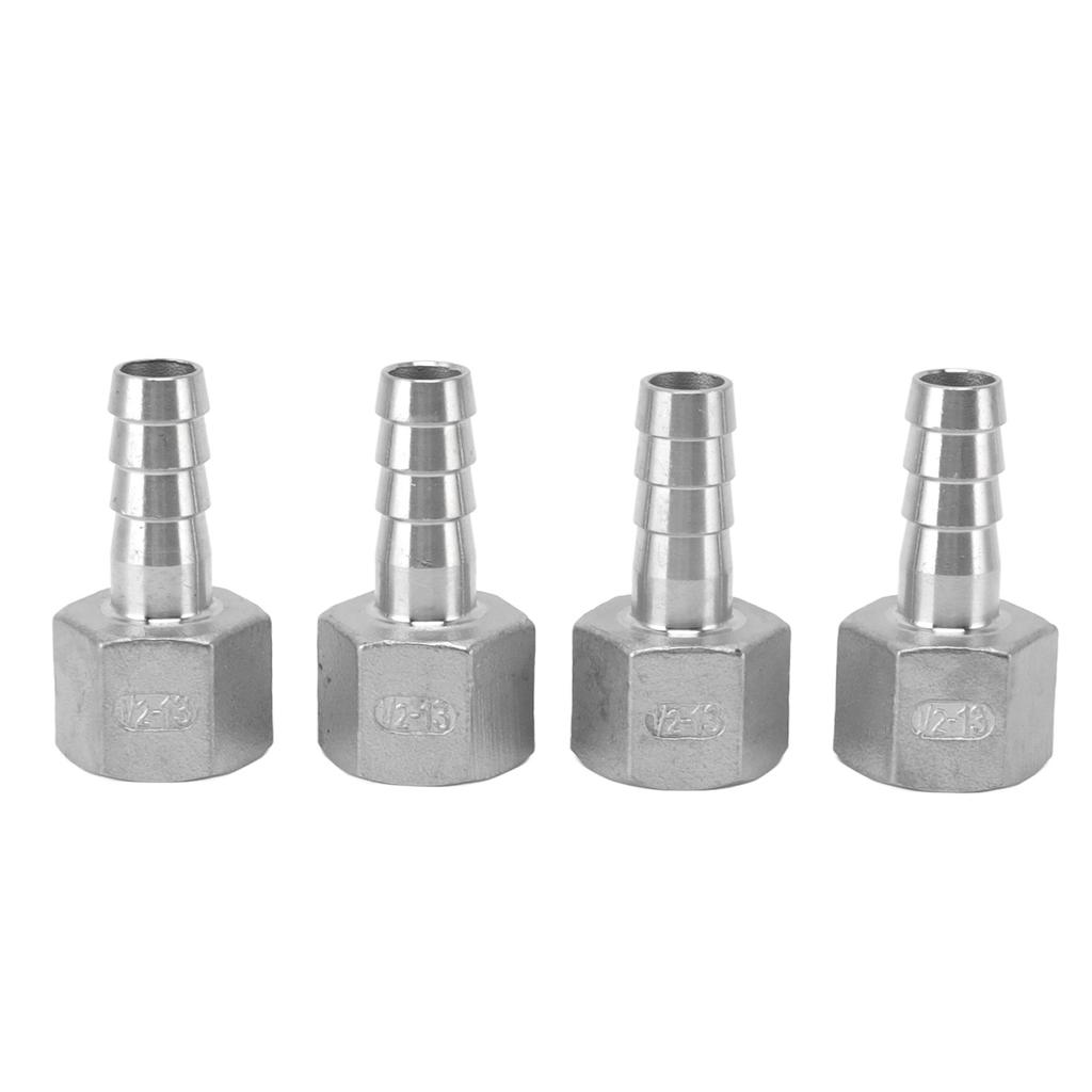 4pcs 13mm 1/2in Hose Barb Connector Hose Barb Coupler Stainless Steel Pipe Fitting for Beer Cooler