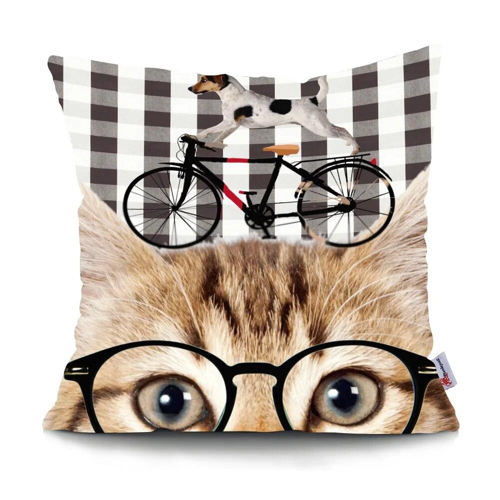 Bedroom Living Room Cartoon Animal Print Cushion Cover Cat Dog Cushion Cover Car Sofa Home Decor Pillowcase