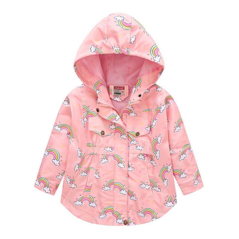 Spring and Autumn Children's Clothing Fashion New Coat Girl Cartoon Rainbow Anorak Children's Out Jacket Zip-up Shirt