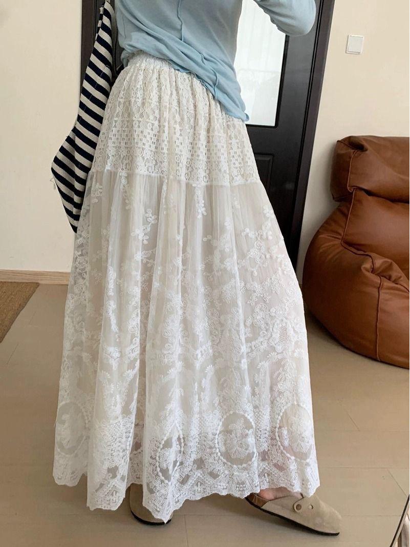 

Юбка из кружевной сетки: Женские универсальные облегающие модели с высокой талией в стиле «фея» на весну и лето One Size