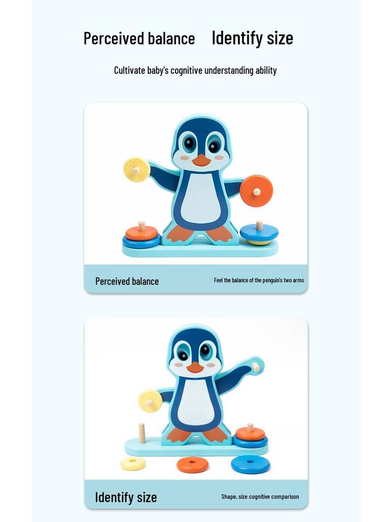 Interactive Penguin Balance Puzzle: Early Childhood Wooden Learning Toy for Parent-Child Engagement