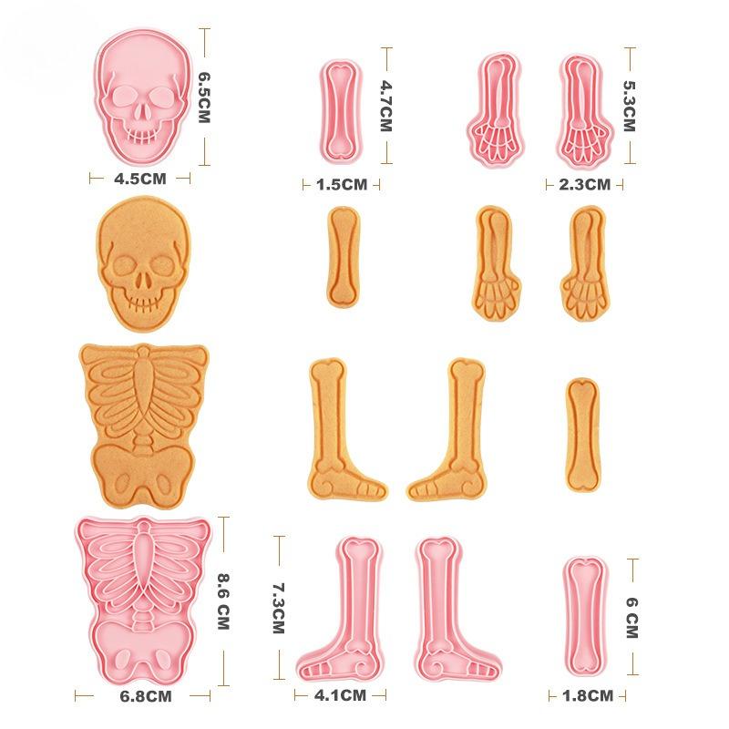 Halloween Human Body Skeleton Cookies Mold Cake Baking Fondant Household 3d Three-dimensional Cookies Stamp Press Mold Plastic