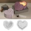 Handmade Creative Diy Heart Shape Rose Storage Box Silicone Mold with Lid DIY Carved Rose Candle Jar Concrete Cement Mould Epoxy