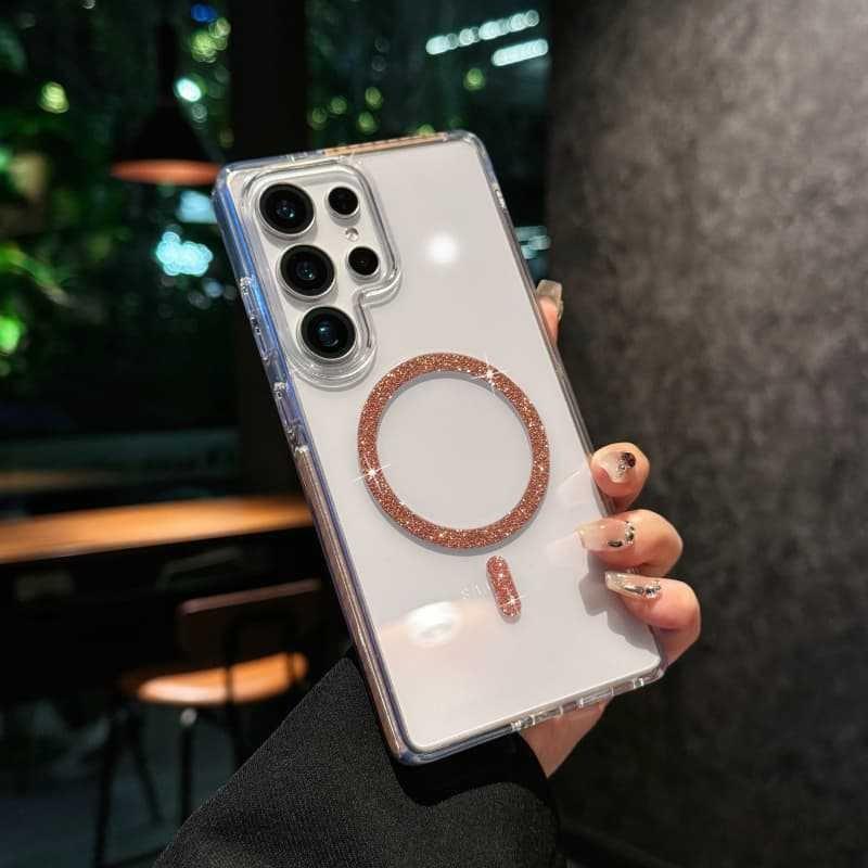 

Suitable for Samsung S25Ultra Mobile Phone Case Flash Powder Magnetic Absorption S24Ultra Acrylic S24 Color Protective Case New Samsung S24 Ultra