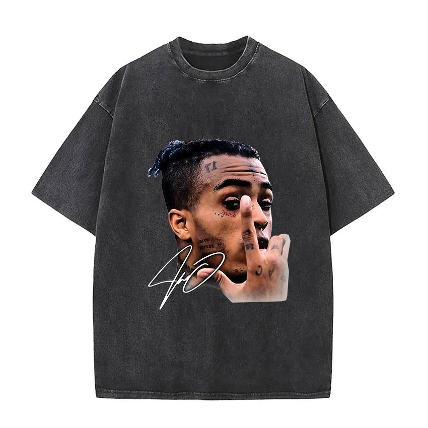 Rapper XXXTentacion Album 2026 Vintage Washed Graphic T Shirt Men s Gothic Fashion Hip Hop Oversized Cotton T-shirts Streetwear S разноцветный