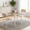 Three-Piece Minimal and Compact Dining Set, Oak Wood Effect