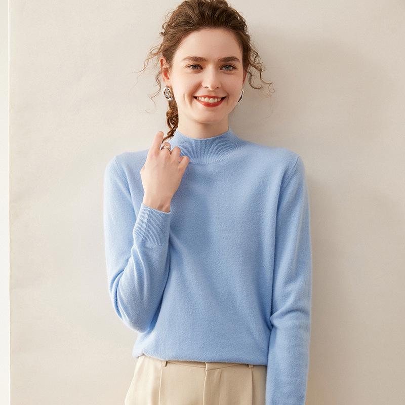 Women's Slimming Cashmere Half-High Neck Sweater - 100% Pure Cashmere, Versatile and Lightweight Knitwear