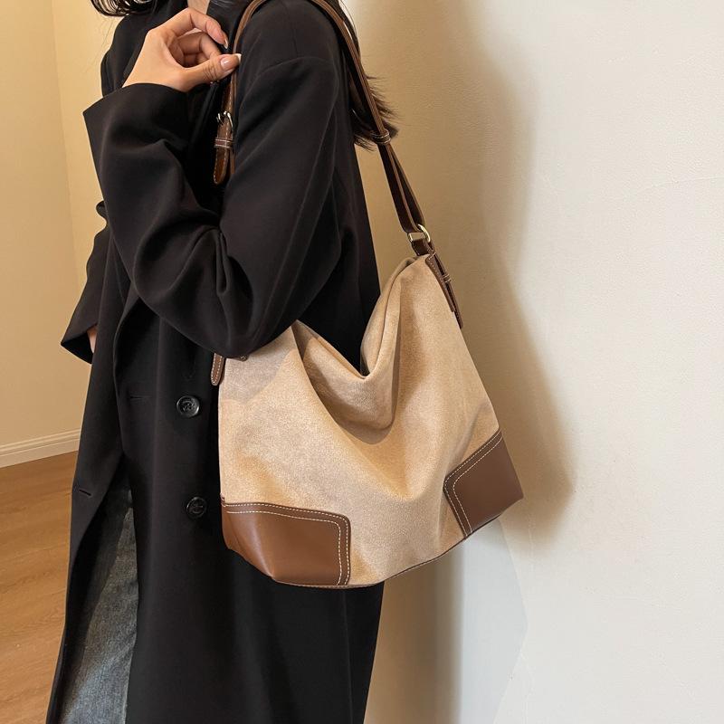 Retro Suede Large-Capacity Crossbody Tote - 2025 Autumn/Winter Collection for Women