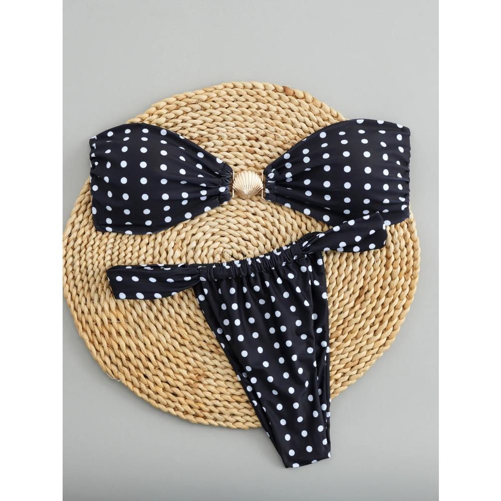 2025 Polka Dot Bikini Set Women Two Piece Swimwear - Flirty Sexy Instagram Beach Vacation Push Up Swimsuit