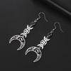 Lemegeton Stainless Steel Crescent Shaped Women's Earrings Mysterious Triple Moon Goddess Pentagram Gothic Jewelry Party Gift