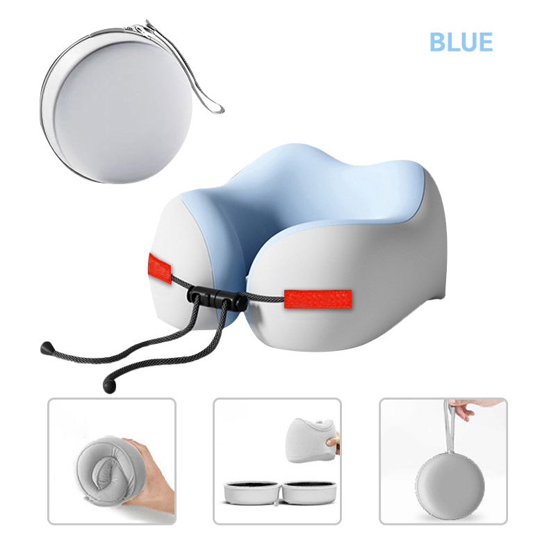 

U-образные подушки для шеи из пены с эффектом памяти, мягкая дорожная подушка, массажная подушка для шеи, подушка для сна в самолете, постельное белье для ухода за шейным отделом позвоночника as show синий