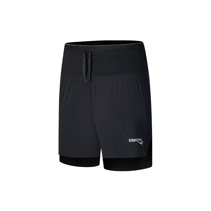 SAUCONY Mens Training Series Ultra Light Breathable Single Layer Casual Shorts Men Shorts Black SO2259DP31T-BK001