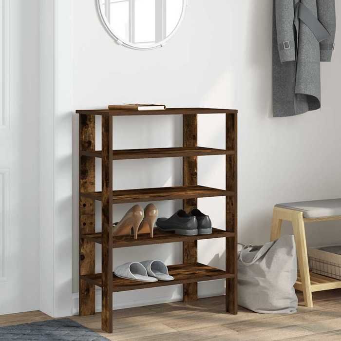 VidaXL Shoe Rack Smoked Oak 61x32x87.5 Cm Engineered Wood, Shoe Storage, Storage Cabinet of 859855