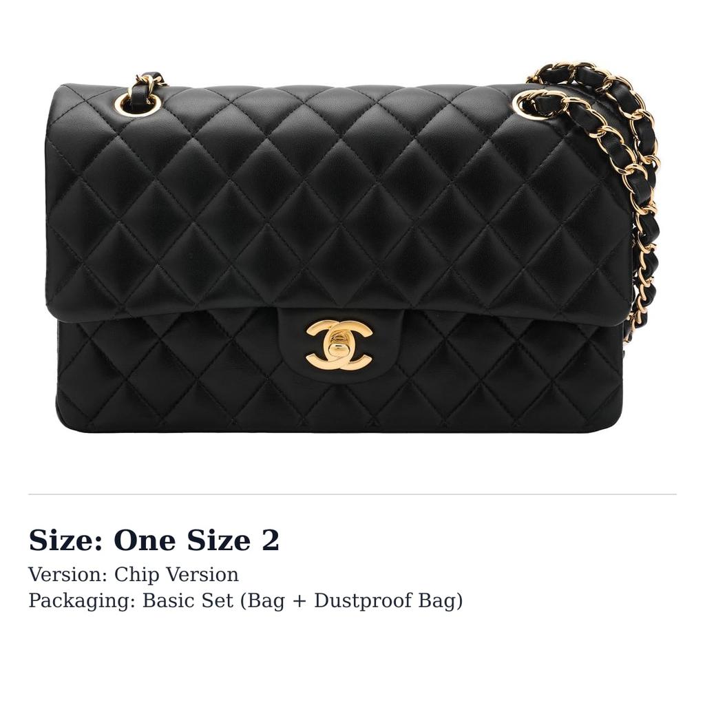 Chanel Classic Flap CF Lambskin And Gold Metal Flap Bag, Crossbody Bag, Shoulder Bag Women's Black A01112-Y01295-94305