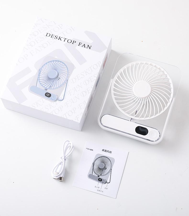 Ultra-Thin Mini Fan: Silent, Long Battery, Strong Wind, Compact for Desktop or Office Use