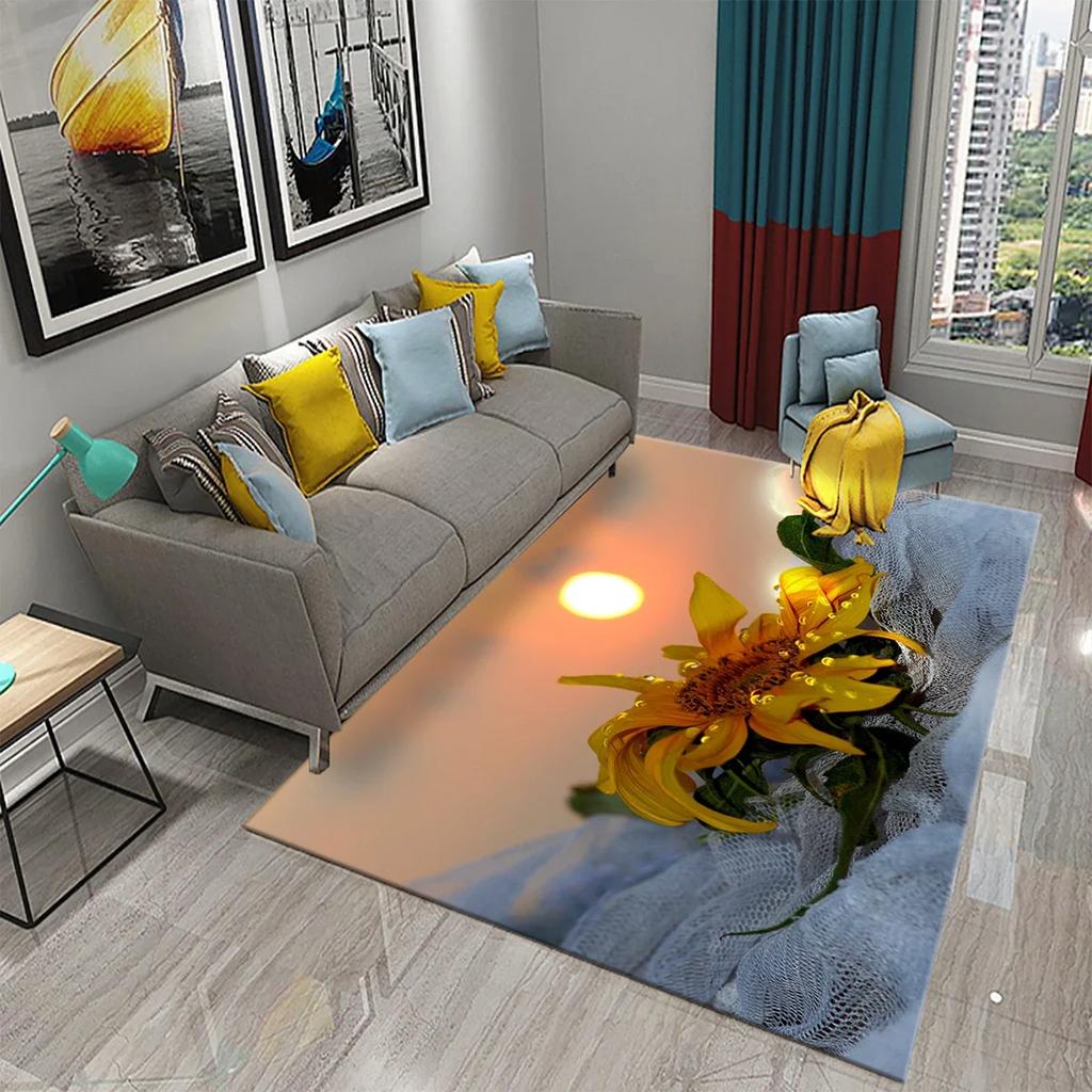 3D Flowers In The Morning Light Carpet for Kids Play Crawling Mat Boys Girl Bedroom Bedside Decor Floor Rug Living Room Carpet
