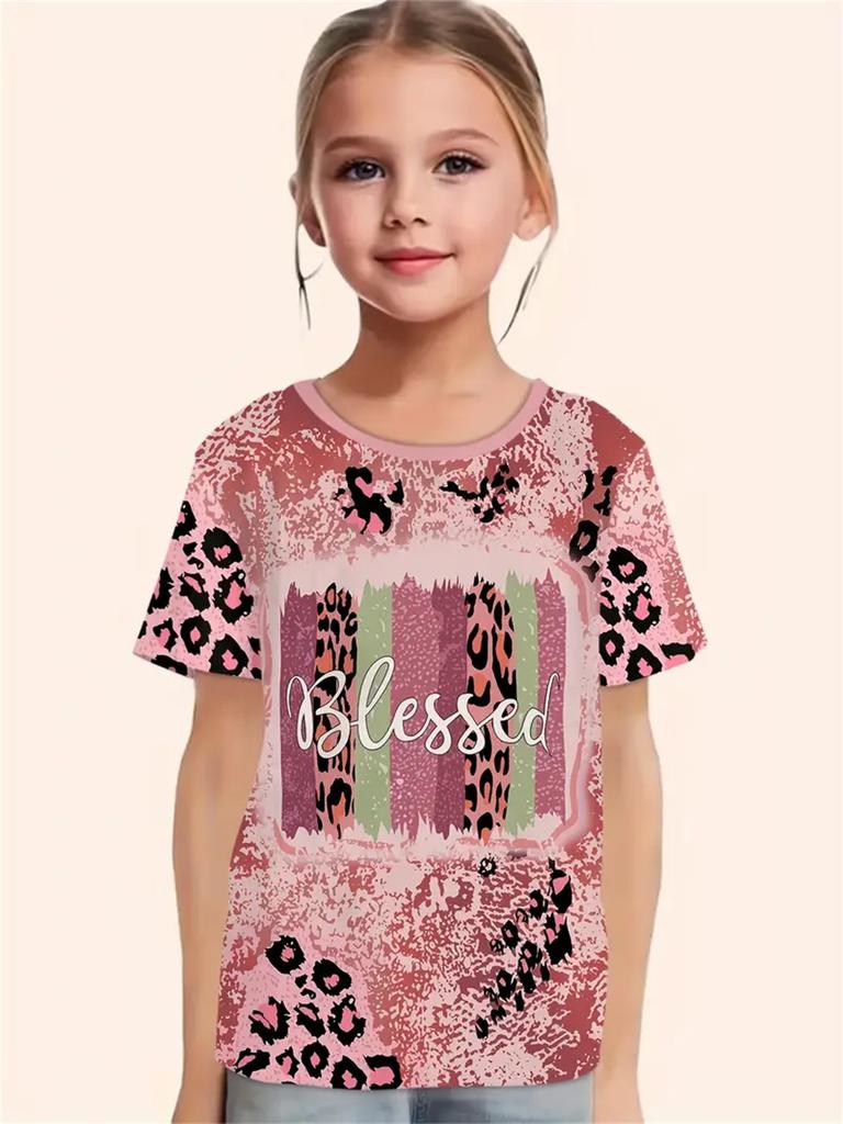 Daily Casual 3d Print Fashion Funny Girls' T-Shirts Summer Short Sleeved Tops Tee Casual T-Shirts Girls' Clothing