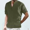 Designer Spring Summer Men's Casual Cotton Linen Solid Color Long Sleeve Shirts Loose Stand Collar Shirts